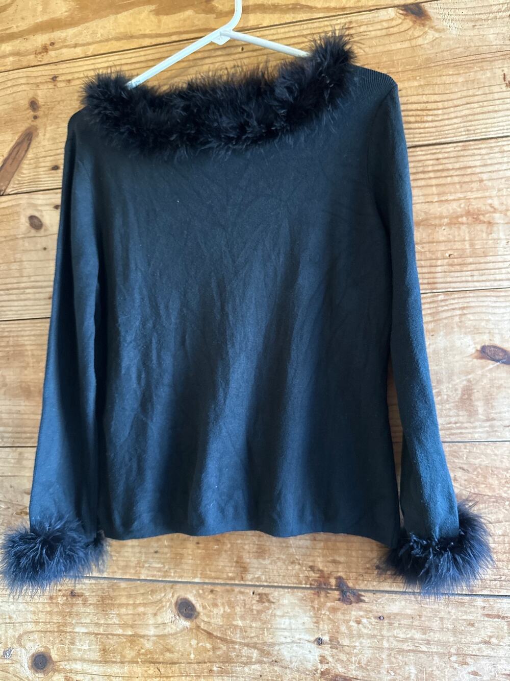 Joseph A Silk Blend Y2K Faux Fur Top